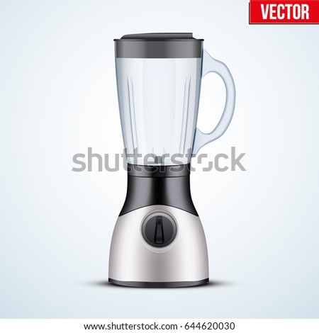 Kitchen blender with glass container. Electronic Kitchen appliance. Original design. Concept of Health food and drink. Vector Illustration isolated on background. Royalty-Free Stock Photo #644620030