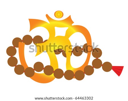 Om - yoga symbol and mala - yoga rosary