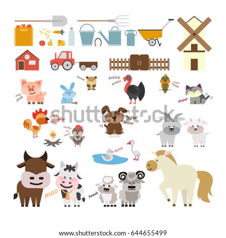 Farm animals set.