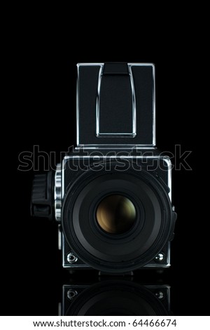 Medium format film camera on black