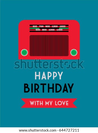 vintage radio happy birthday greeting card vector