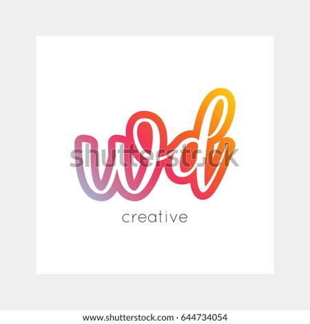 WD logo, vector. Useful as branding, app icon, alphabet combination, clip-art.