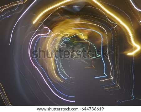 Long Exposure Light Painting, Light Photography waves, abstracts blurred, colorful waves, Nocturnal light impressions, Light impressions,  Circular waves