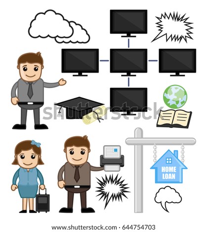 Cartoon Business and Technology Vector Concepts
