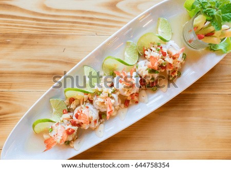 delicious sour shrimp with lemon