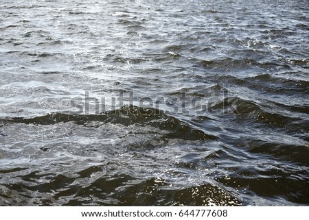 Sea surface aerial view. Background shot of clear sea water surface. Blue sea water in calm. Background blue waves of the sea