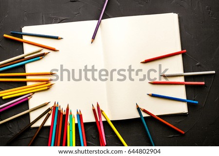 Background for inserting a picture or text from a drawing pad, pencils and pastels