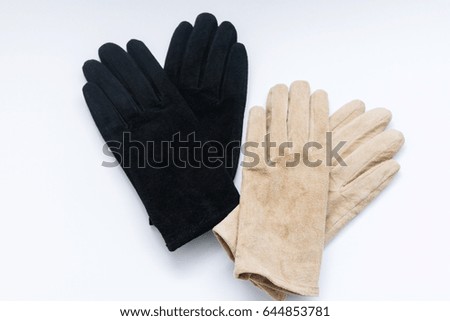 Gloves black beige
