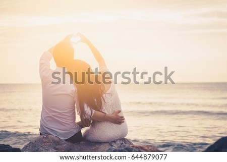 Couple in love.Focus on hands / soft focus picture / Vintage concept