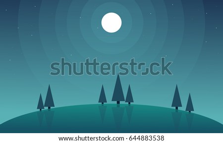 Background hill scnery at night style