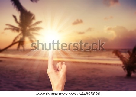 Human hand on background.