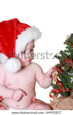 Santa baby with christmas tree