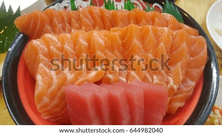 Salmon slice background,Japanese Food texture-close up

