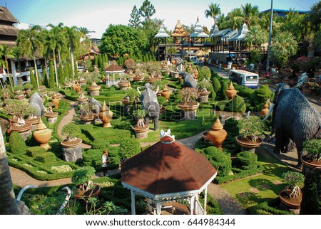 Dwarf garden and elephant model