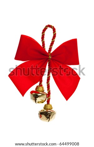 Christmas Bells and ribbon with white background