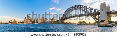 Downtown Sydney skyline with blue sky in Australia