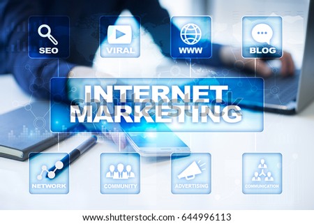 Internet (online, digital)  marketing concept. SEO. Business and technology.