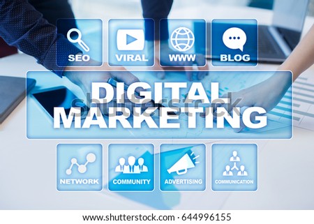 DIgital marketing technology concept.. Internet. Online. Search Engine Optimisation. SEO. SMM. Advertising.