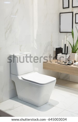 Toilet in Bathroom Royalty-Free Stock Photo #645003034