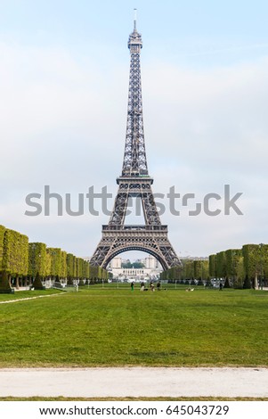 Eifel tower with bluesky background at Paris, France.