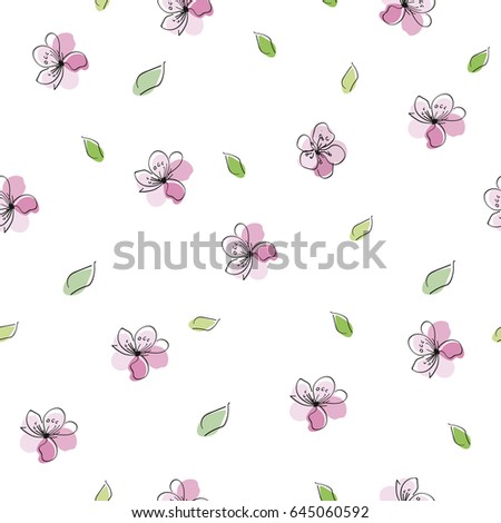Background wallpaper with cherry blossoms. Vector illustration.