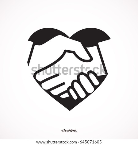 handshake. Heart symbol. Vector illustration - stock vector