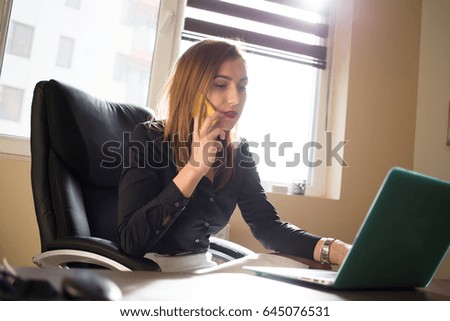 Total job satisfaction! - Stock image
Businesswoman, Women, One Woman Only, Smiling, Computer