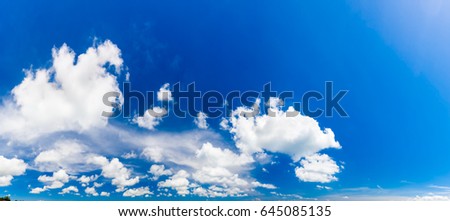 Blue sky and white cloud over the cityscape, cloudy sky Panorama