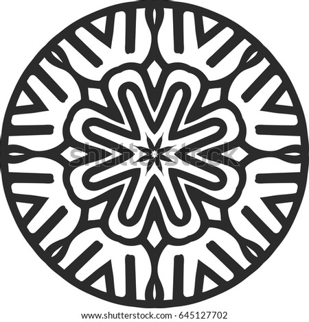 Vector monochrome contour mandala, hand drawn design element

