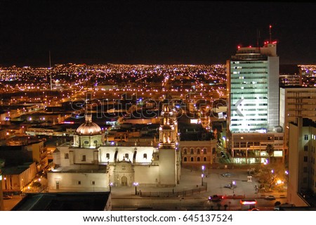 Night panoramic of Chihuahua city, Mexico