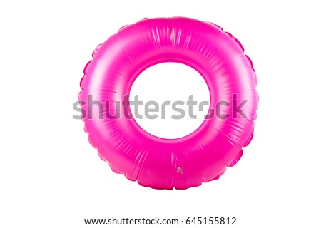 isolated pink inflatable round on white background Royalty-Free Stock Photo #645155812
