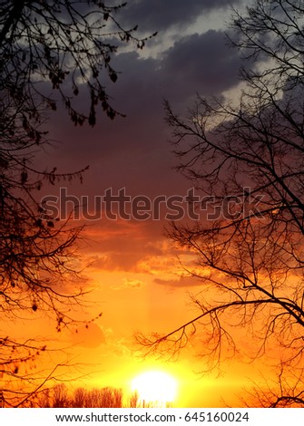 Beautiful sunset in the sky to photograph closeup