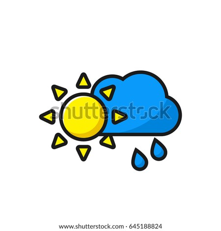 Weather icon, sun with clouds and rain icon, vector illustration.