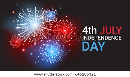 United States Independence Day Holiday 4 July Banner Greeting Card Flat Vector Illustration Royalty-Free Stock Photo #645205321