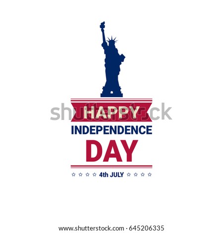 United States Flag Independence Day Holiday 4 July Banner Retro Greeting Card Flat Vector Illustration