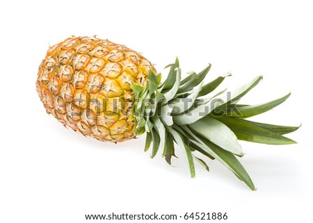 fresh pineapple fruits with green leaf isolated on white background