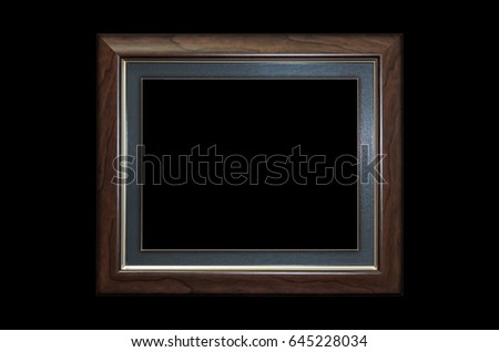 Picture frame wood frame in black background.