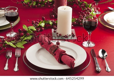 Holiday christmas plate setting 