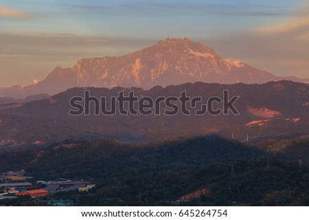 Beautiful Mount Kinabalu with beautiful Sunset and amazing sky clouds at ,Sabah,Borneo (Soft Focus)