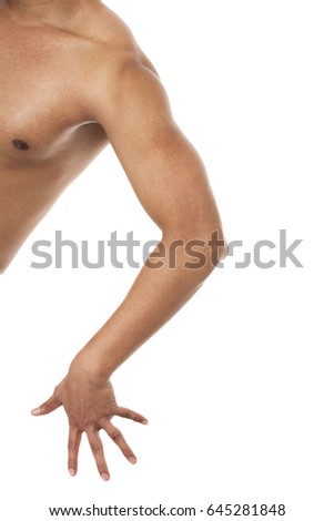 Asian bare arm isolated on white