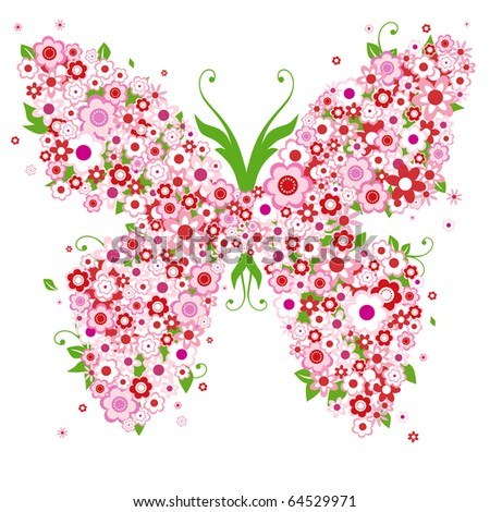 abstract floral background with butterfly and flowers