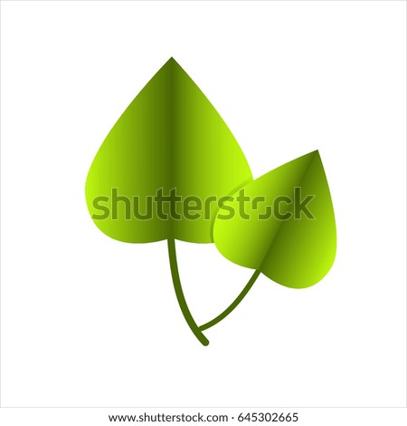 Heart shaped green leaves icon. Vector.