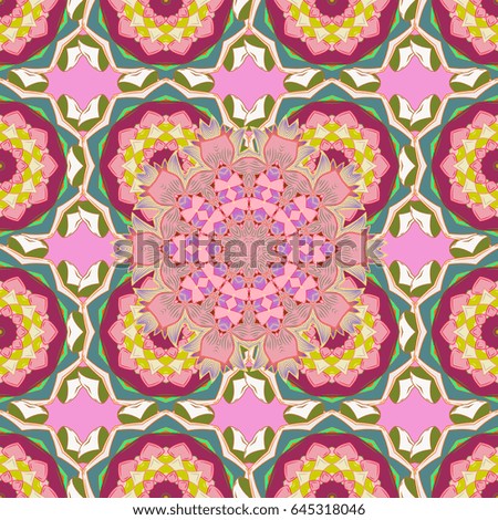Multicolor ornament of small simple blue flowers, vector abstract seamless pattern for fabric or textile design.