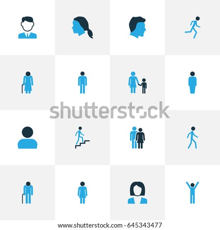 Person Colorful Icons Set. Collection Of Worker, Child, Jogging And Other Elements. Also Includes Symbols Such As Data, Old, Businessman.