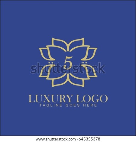 5 letter. Luxury logo template flourishes calligraphic elegant ornament lines. Business sign, identity for Restaurant, Royalty, Boutique, Hotel, Jewelry, Fashion and other vector illustration