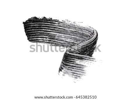 Black mascara brush strokes isolated on white Royalty-Free Stock Photo #645382510