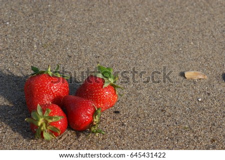 Strawberry on the beach, sea summer