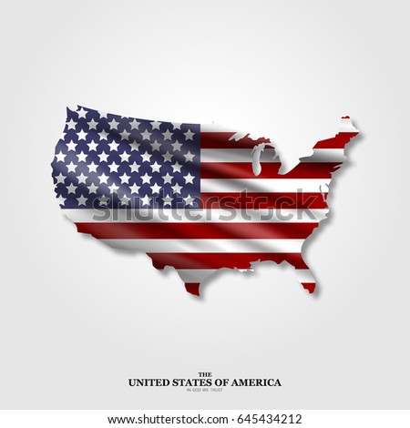 USA map flag with shadow on light background