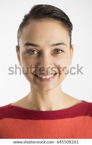 A happy & self confident woman with red sweater