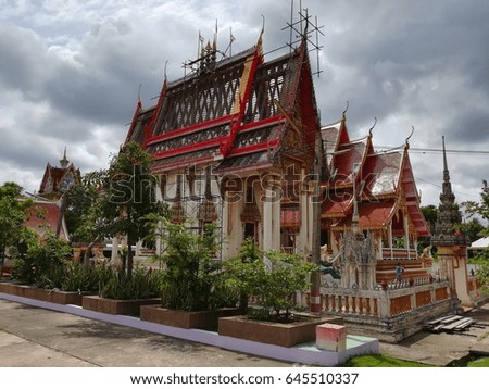 repair roof of temple in Thailand